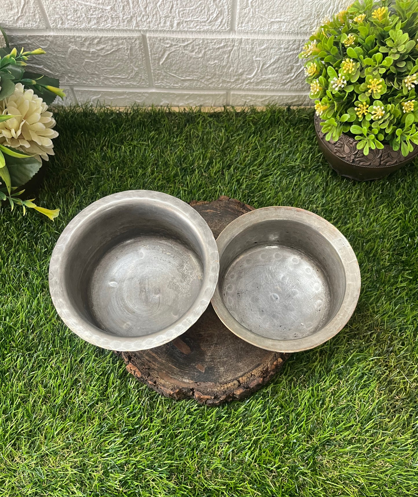 Brass Cooking Bowls In Pair by Bombay Antiques - Brass Patila