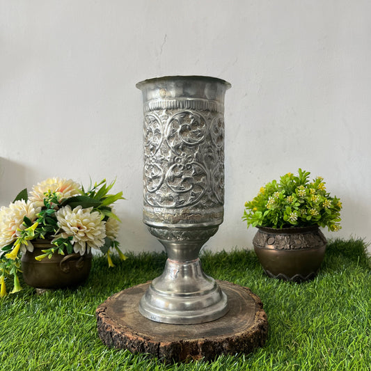 Antique German Silver Engraved Vase