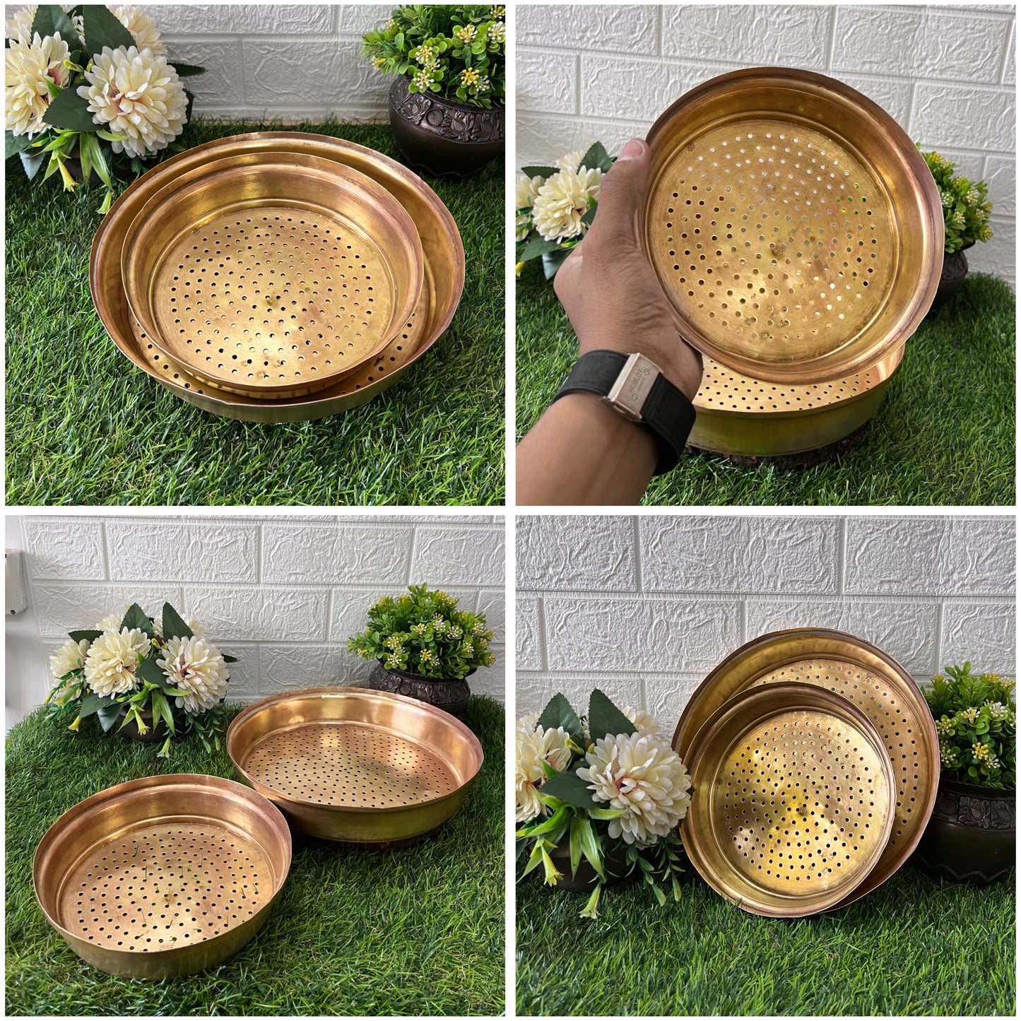 Brass Channi In Pair - Antique Strainer