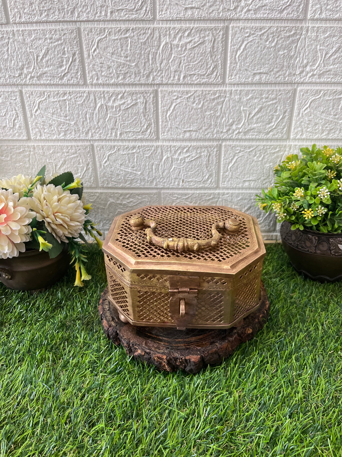 Brass Box With Lock - Antique Decor Item