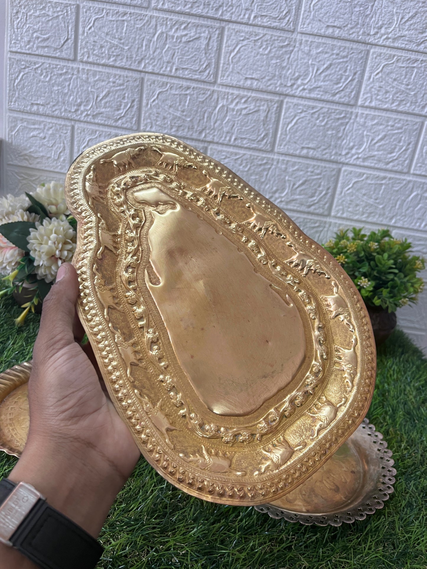 Antique Brass Tray Set  - Serving Item