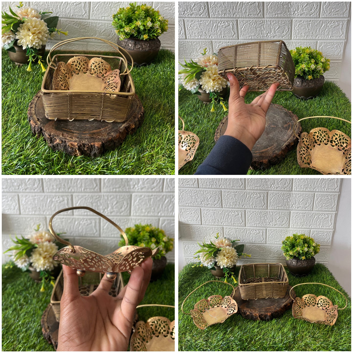 Brass Decoration Baskets by Bombay Antiques - Antique Decor Item