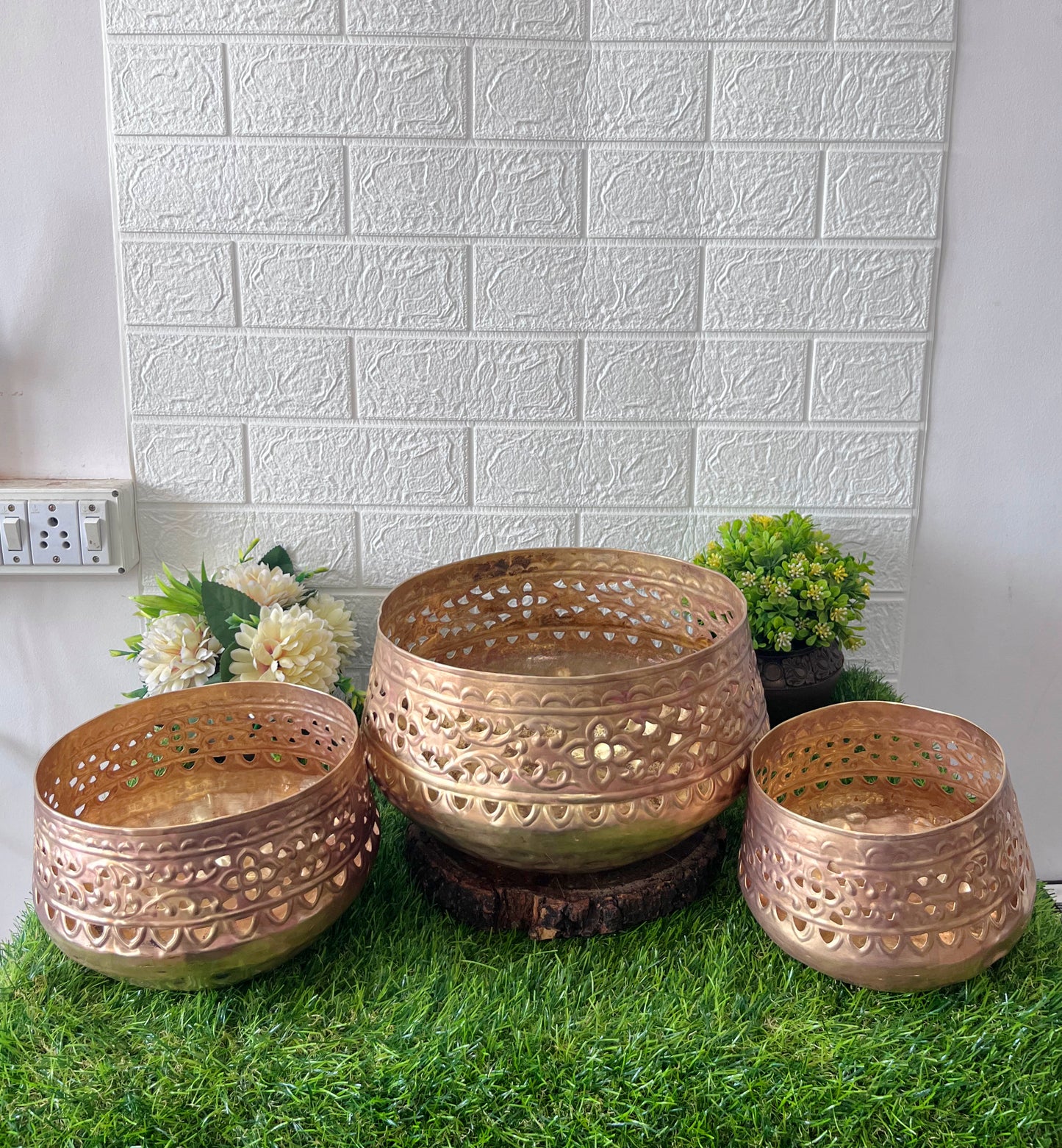 Antique Brass Storage Bowls set of 3