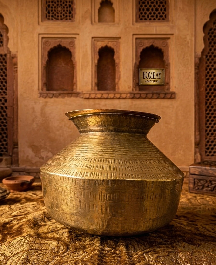 Antique Brass Cooking Bowl With Lid | Pital Bhagona | Matka | Traditional Kitchen Utensil