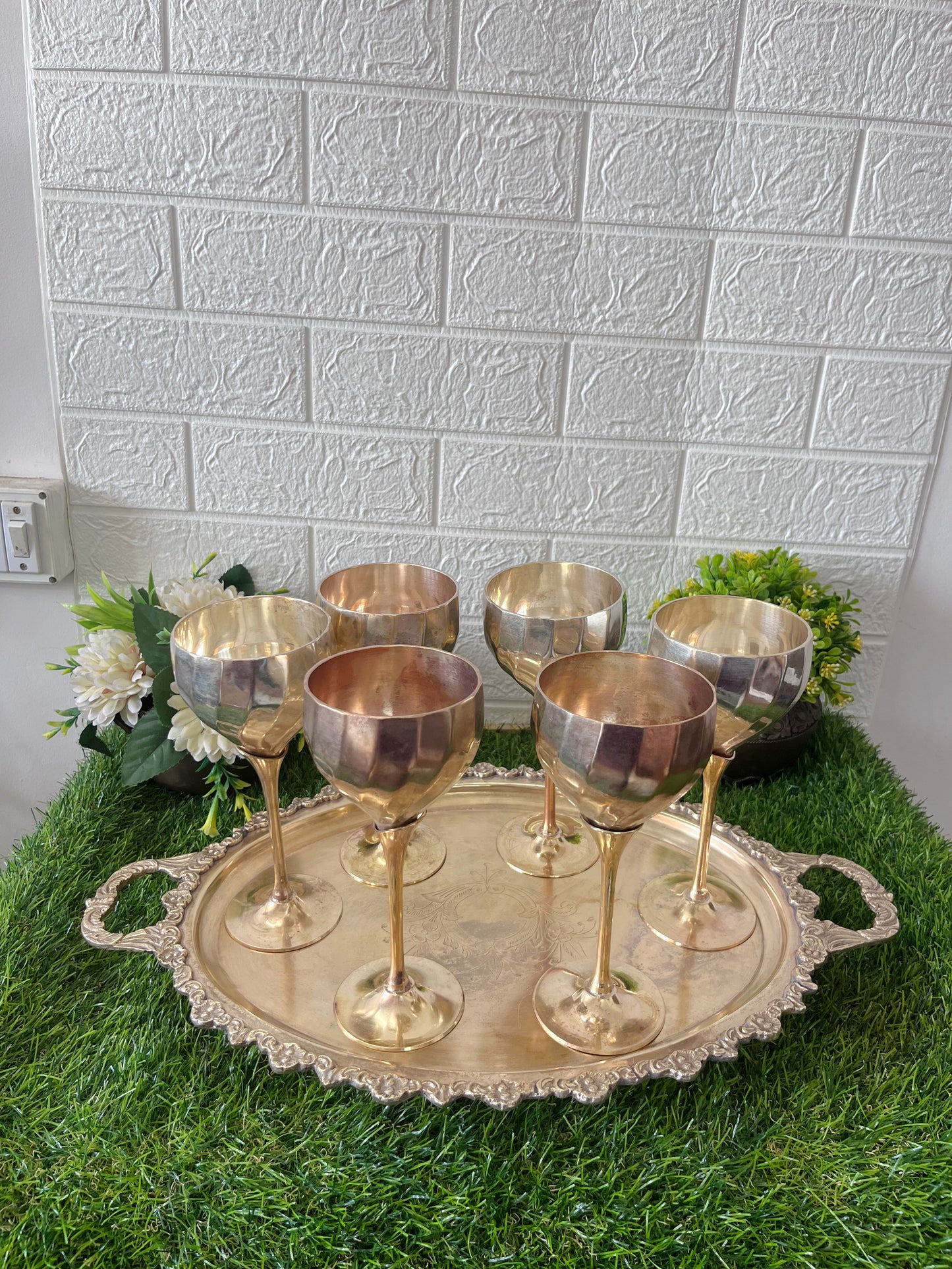 Antique Brass Refreshment Set