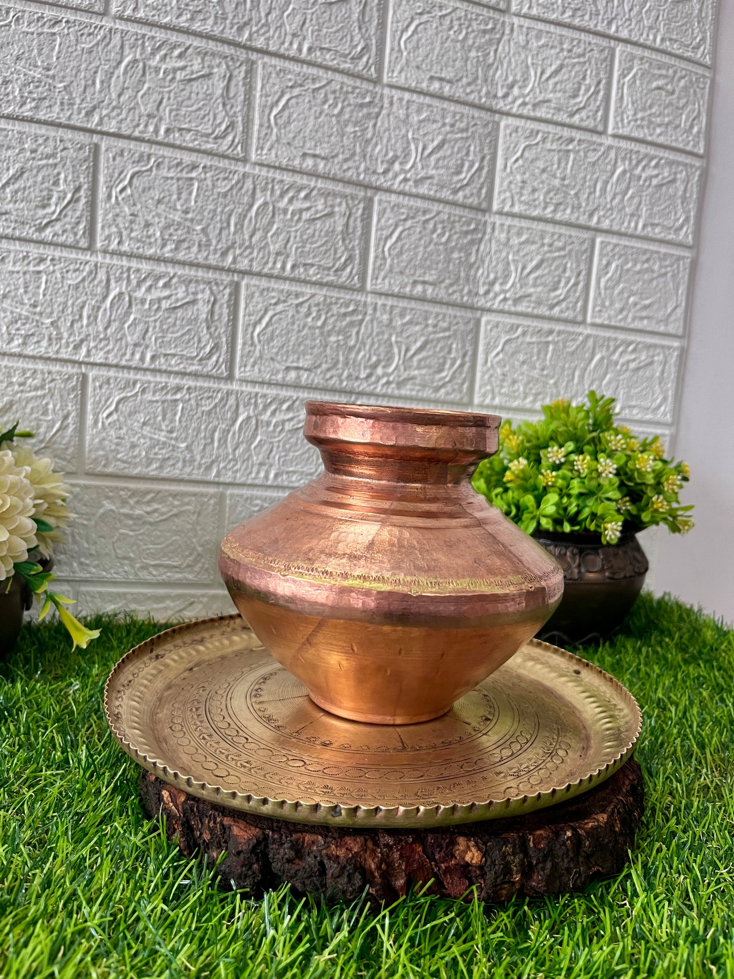 Antique Copper Kalash & Plate set