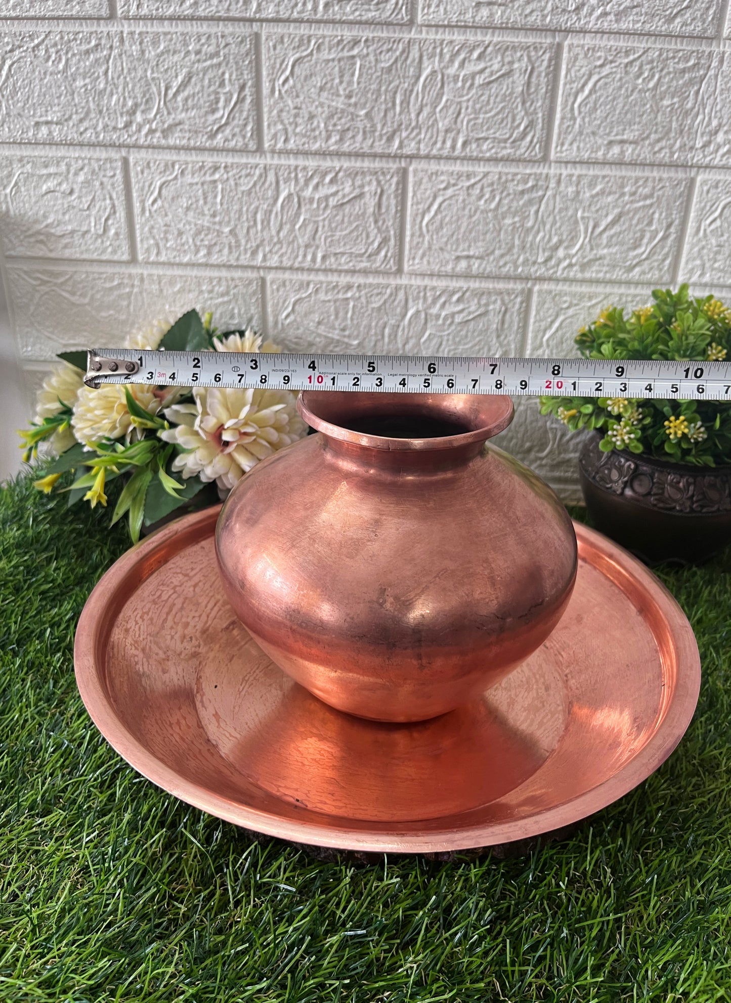 Copper Kalash And Plate - Antique Lota Set