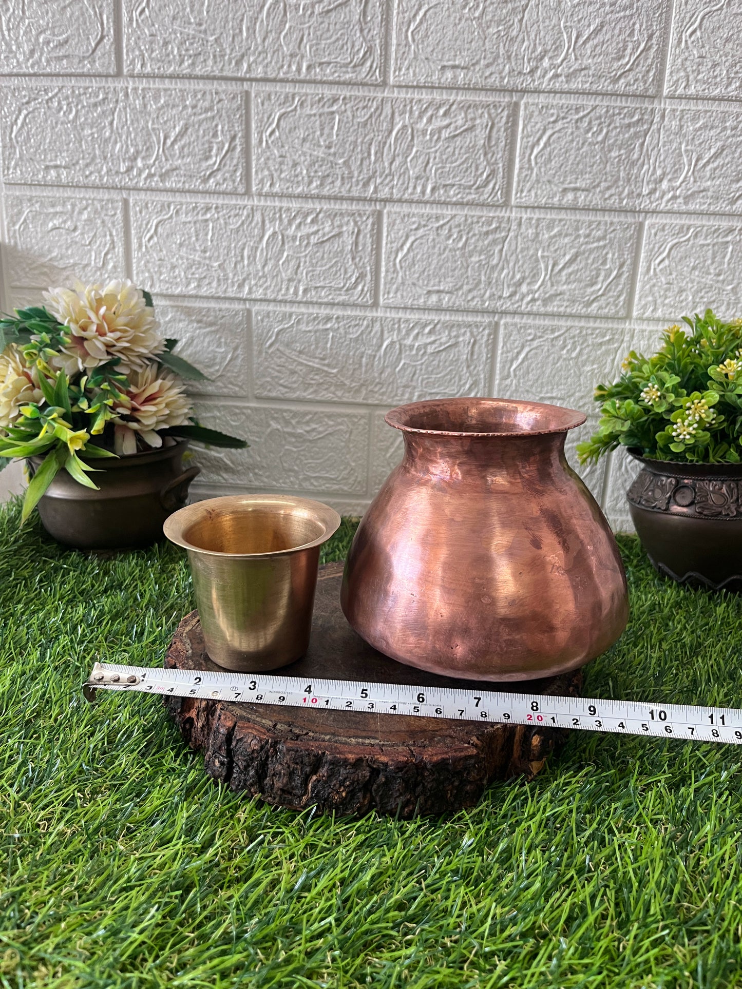 Copper Kalash With Brass Glass - Antique Rare Shape Lota