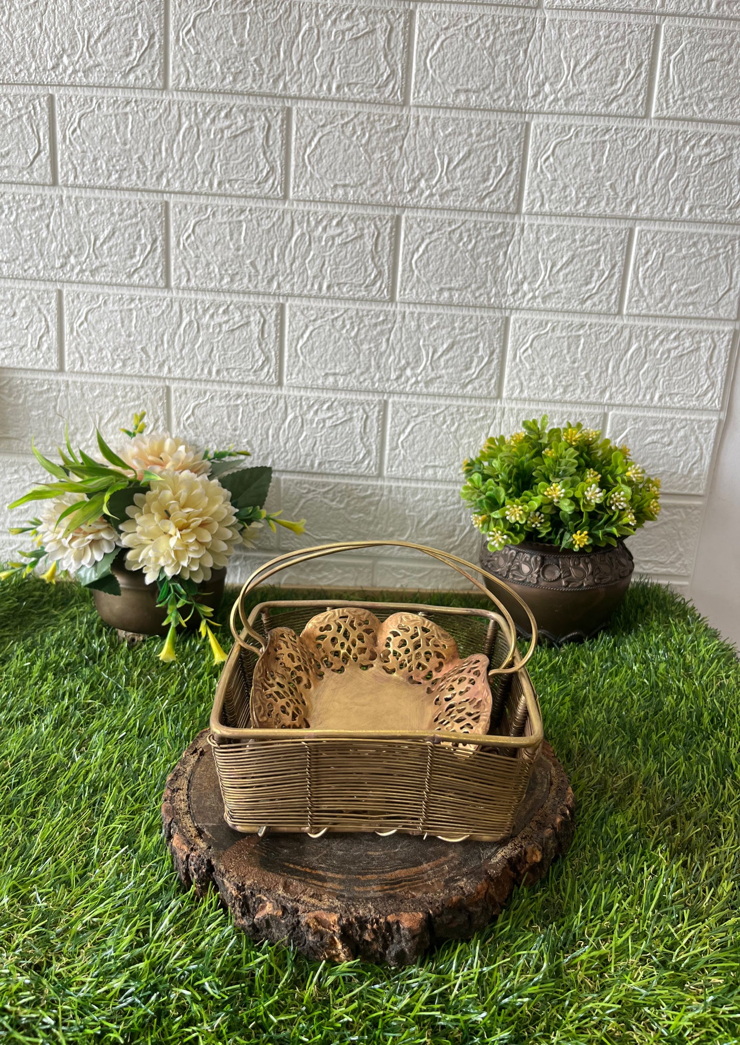 Brass Decoration Baskets by Bombay Antiques - Antique Decor Item