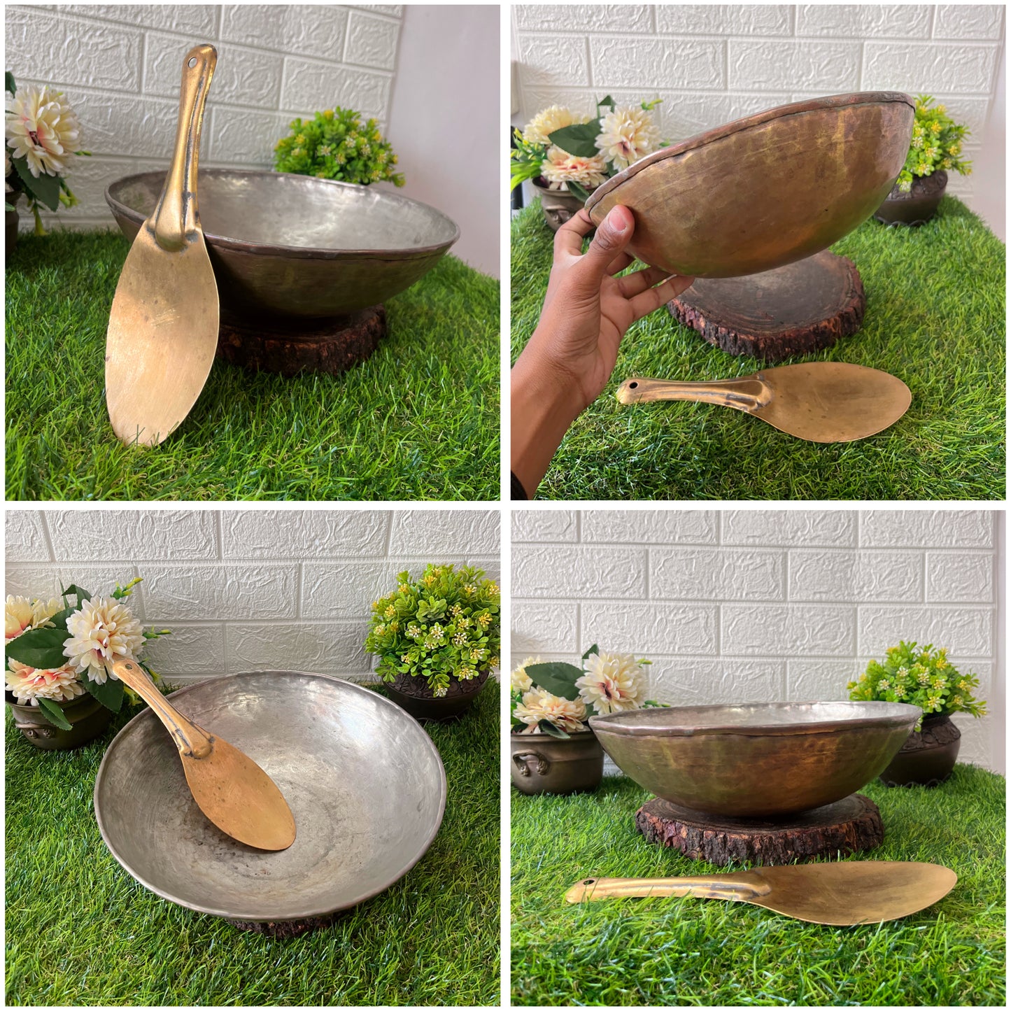 Brass Kadai With Spoon - Antique Cooking Bowl