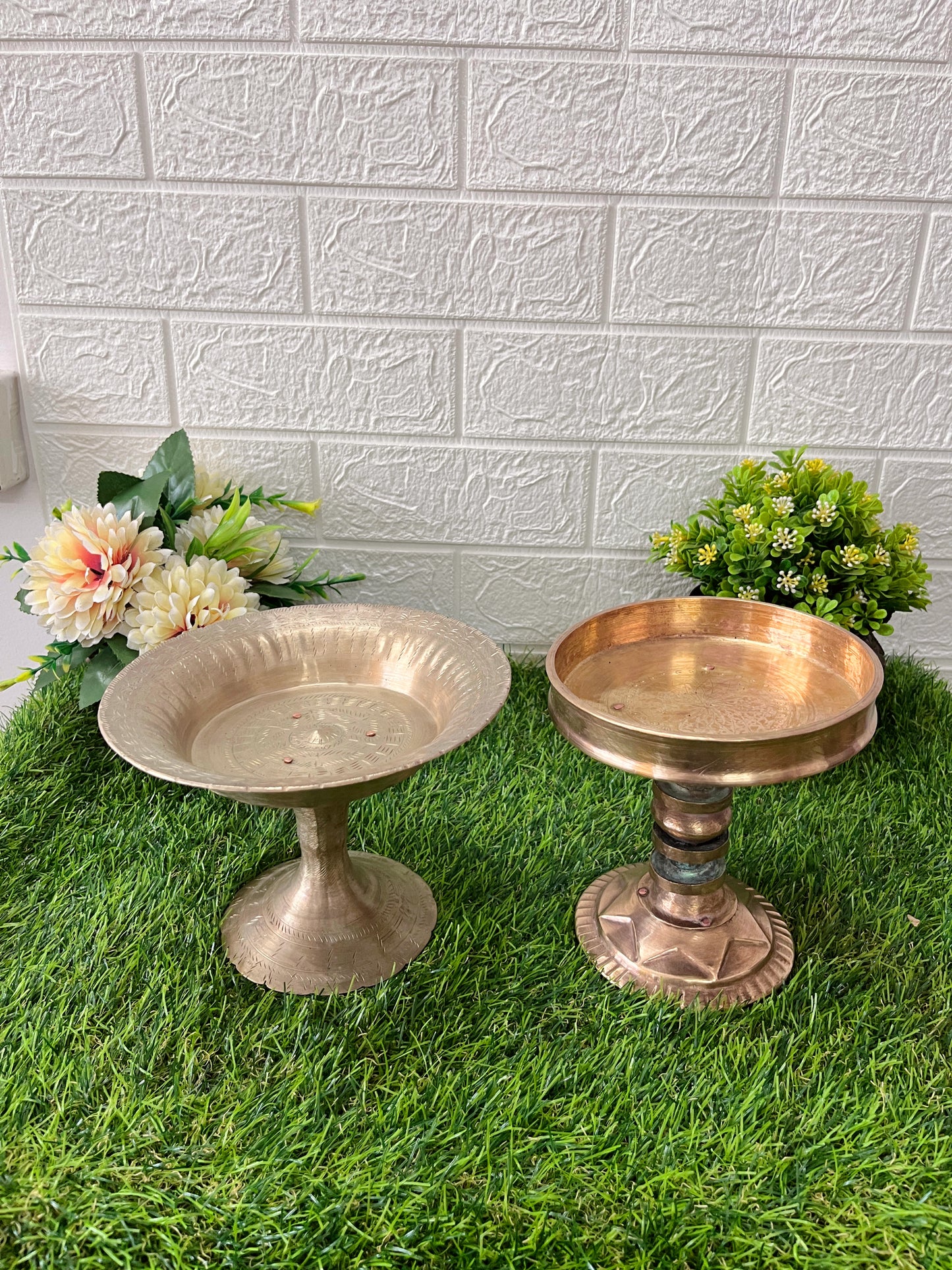 Bronze And Brass Fruit Bowl In Pair - Antique Decor Items In Pair