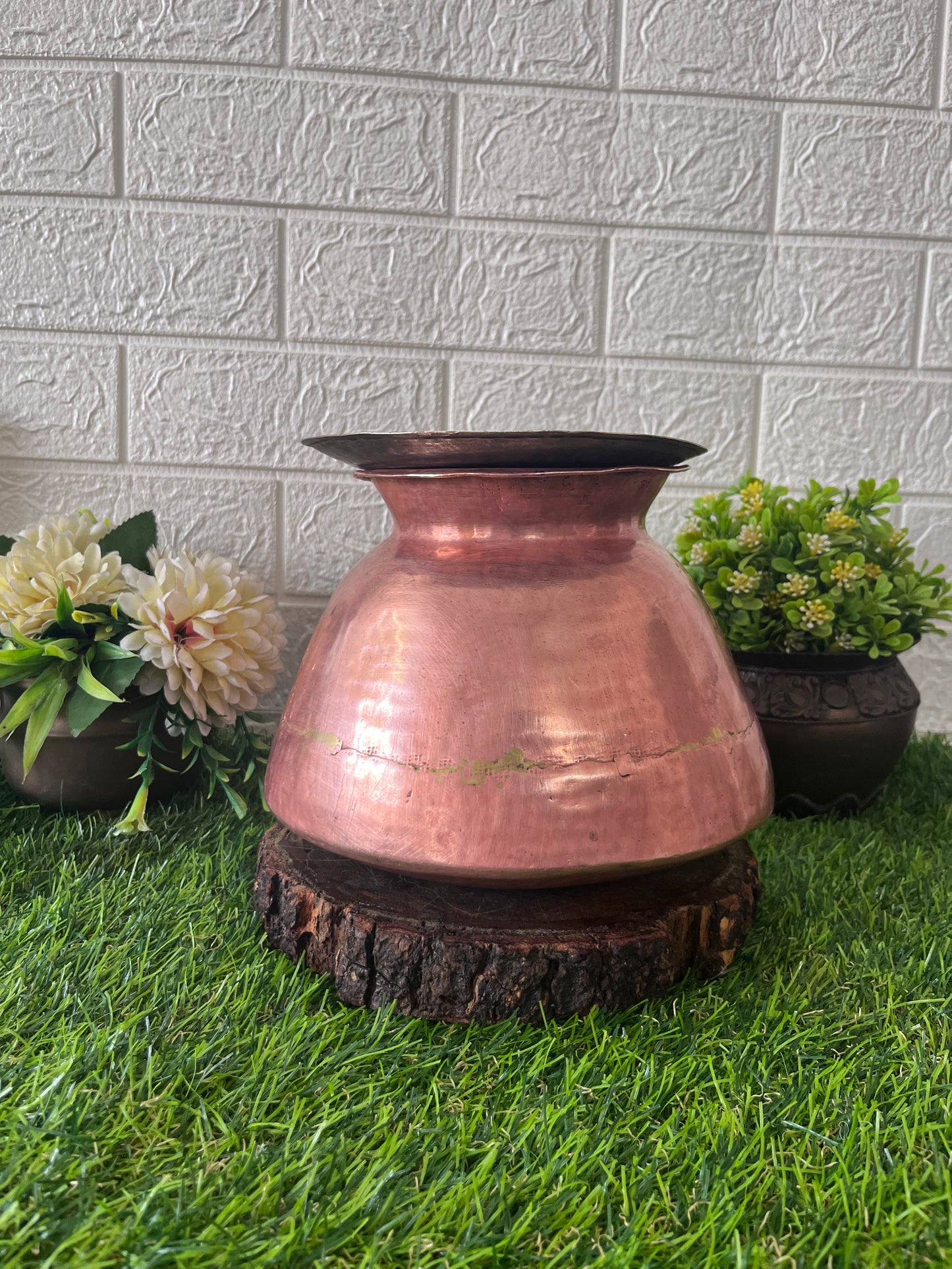 Copper Cooking Bowl With Lid   - Antique Cookware