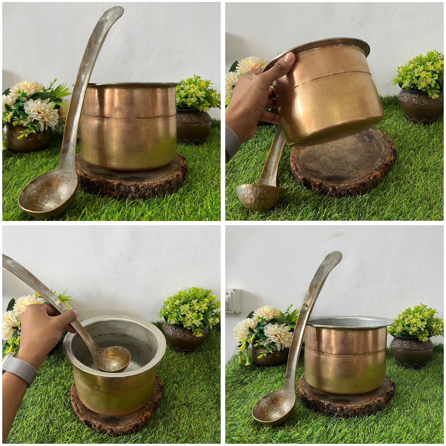 Brass Cooking Bowl & Ladle by Bombay Antiques - Antique Patila