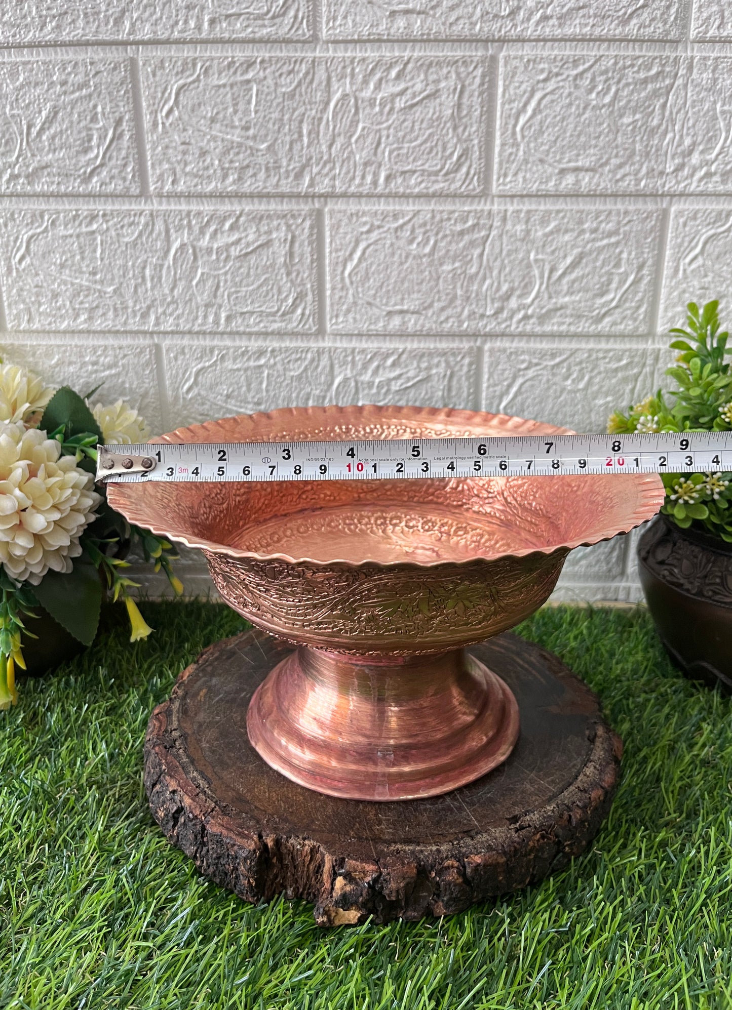 Copper Fruit Bowl - Antique Rare Engraved Thalbaan