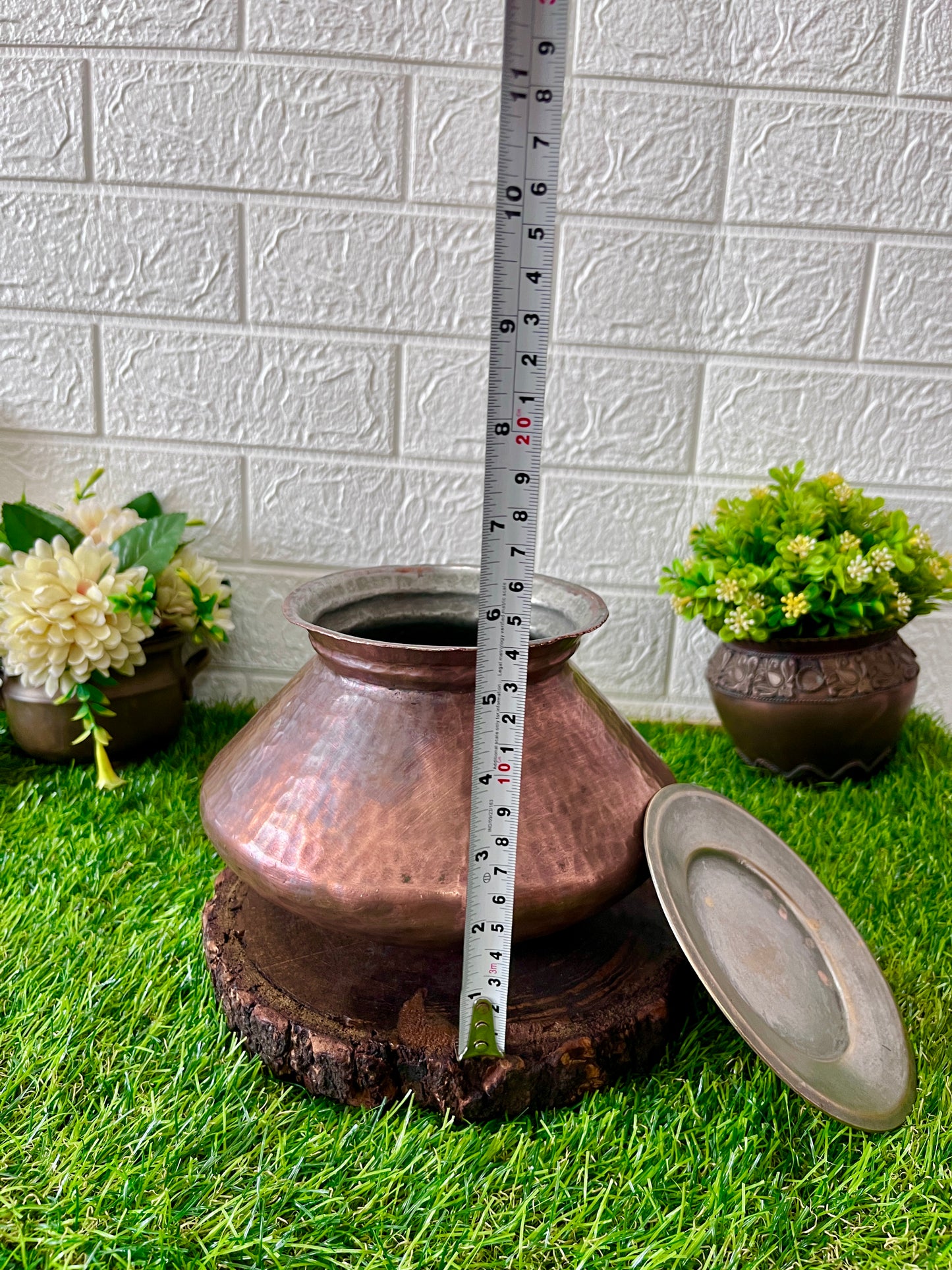 Antique Copper Cooking Bowl With Lid