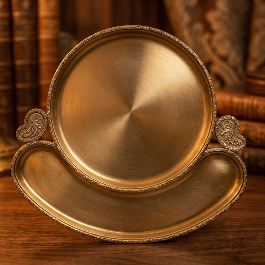 1978 Antique Brass Royal Plate | Large Heritage Brass Display Plate