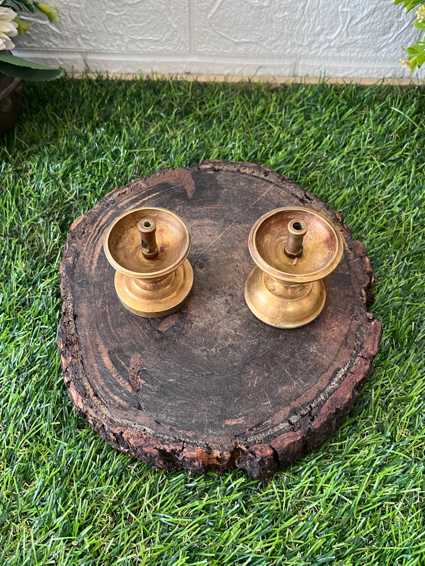 Brass Diya In Pair - Antique Oil Lamp