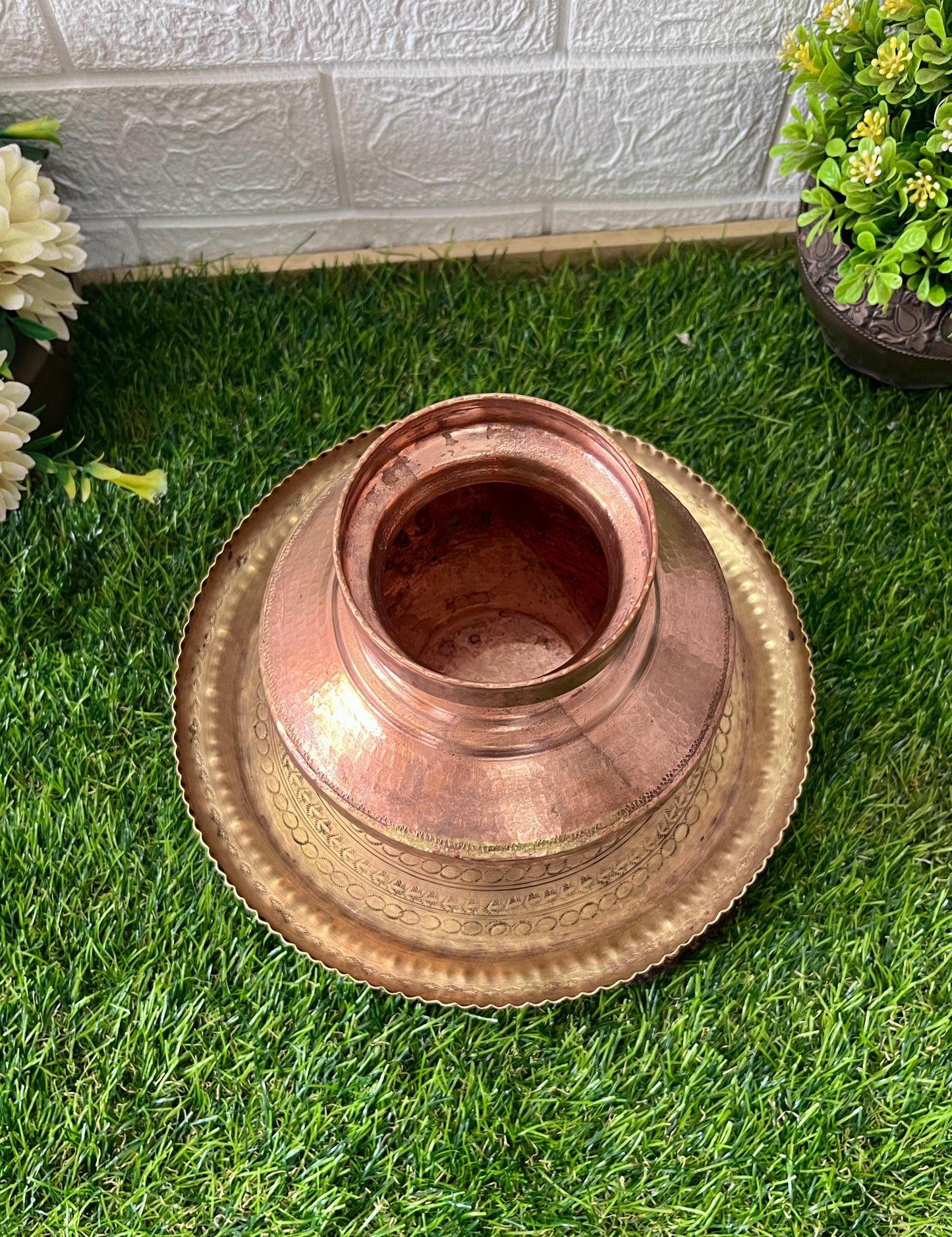 Antique Copper Kalash & Plate set