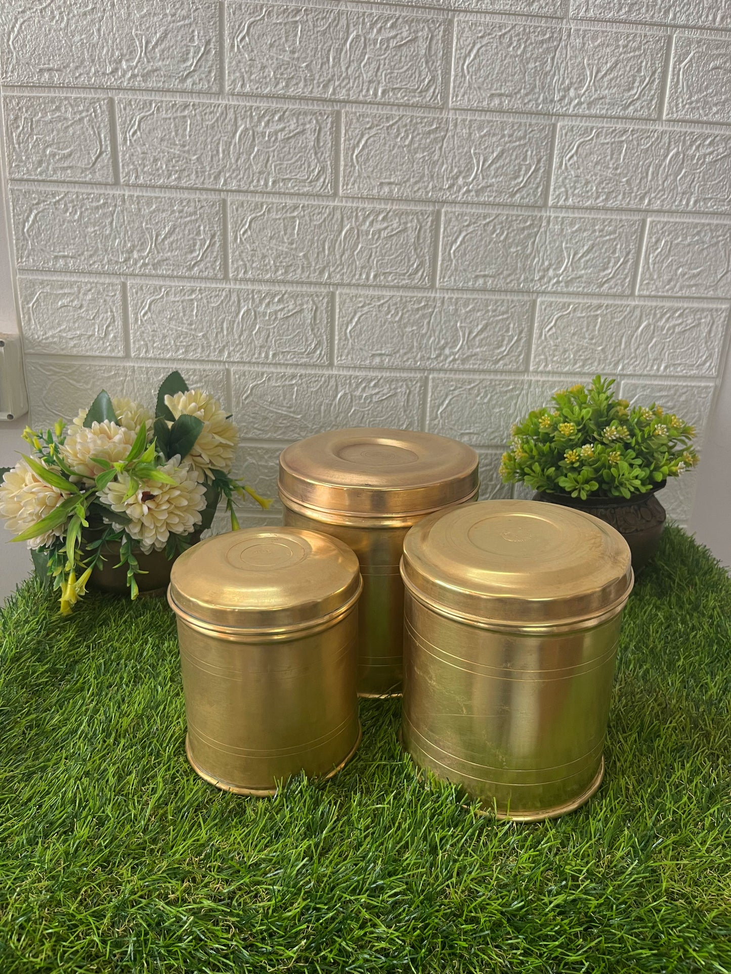 Antique Brass Storage Dabba Set