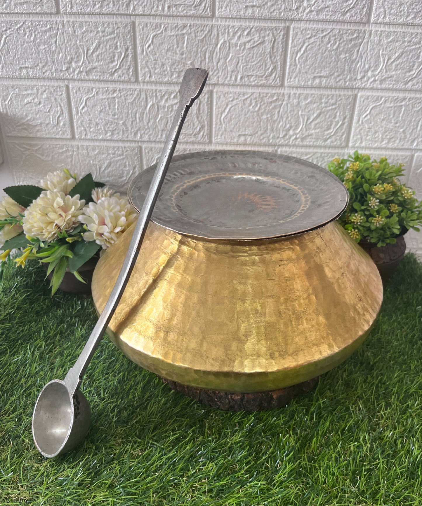 Brass Deg With Lid And Ladle - Antique Cookware