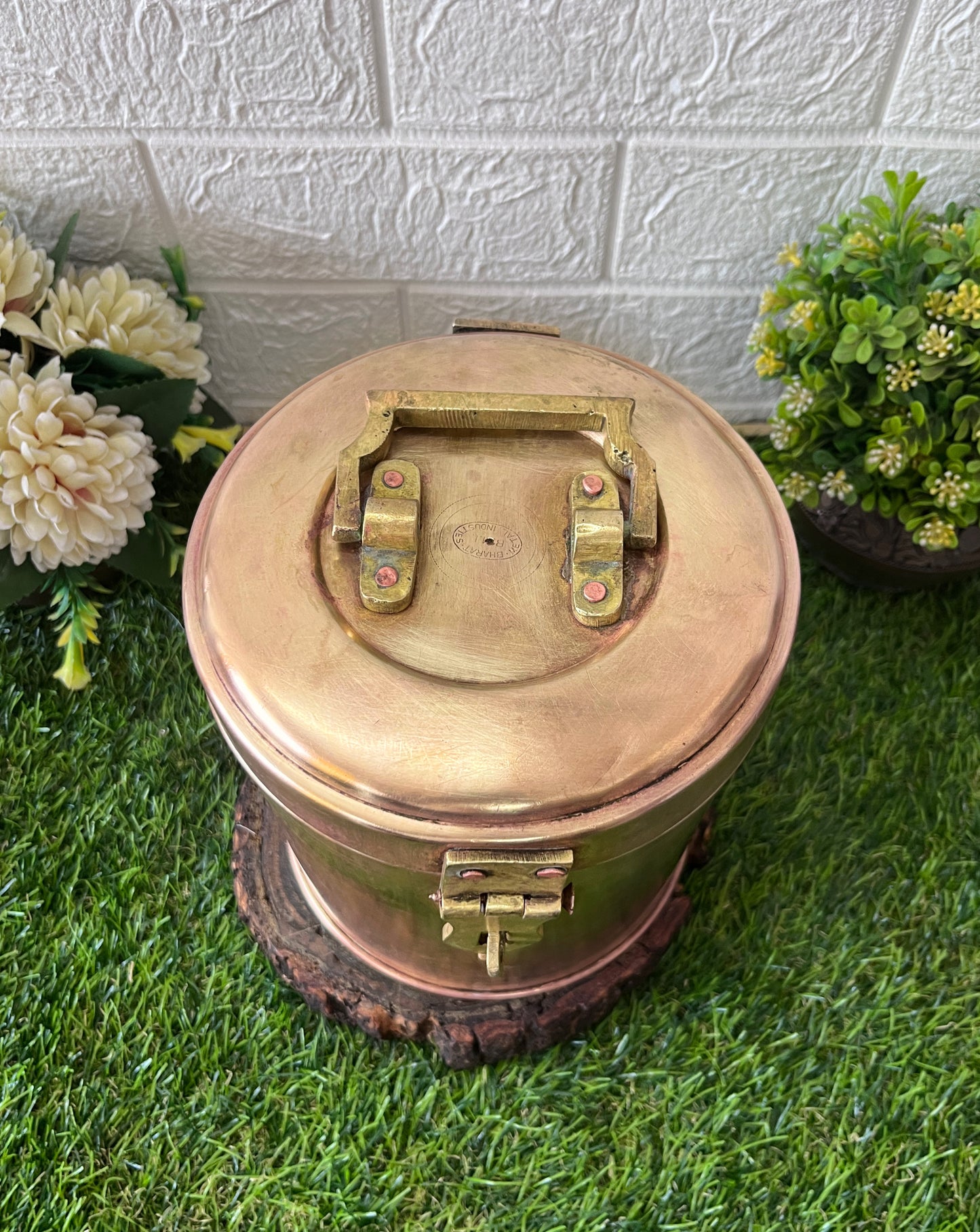 Brass Storage Box With Lock - Antique Kaddi Dabba