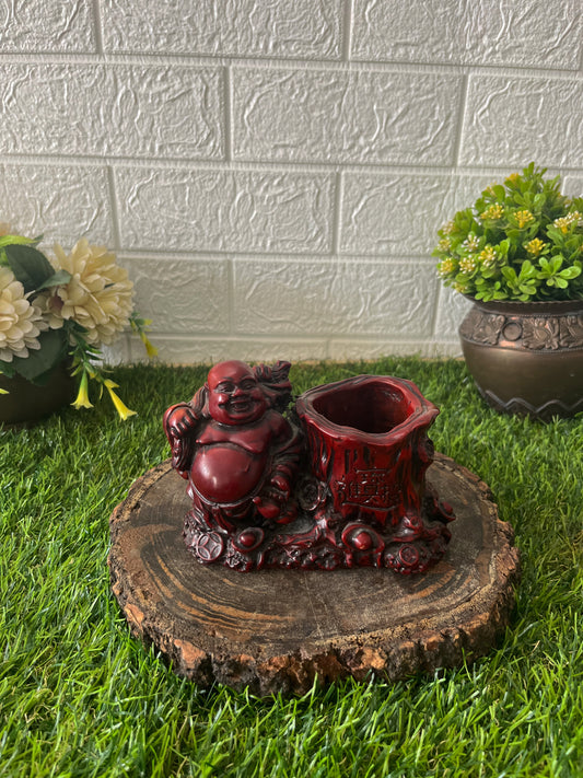 Antique Laughing Buddha Pen Holder