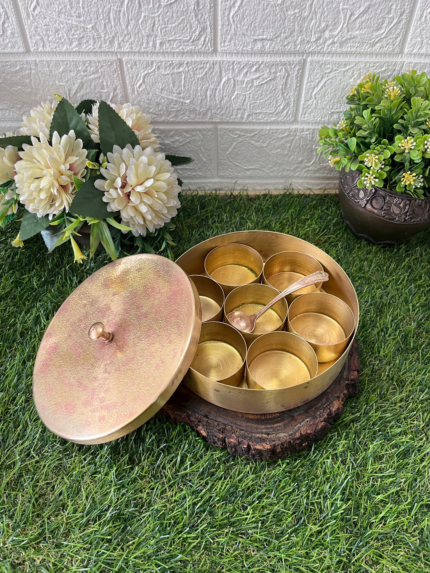 Brass Spice Box - Antique Masala Dabba