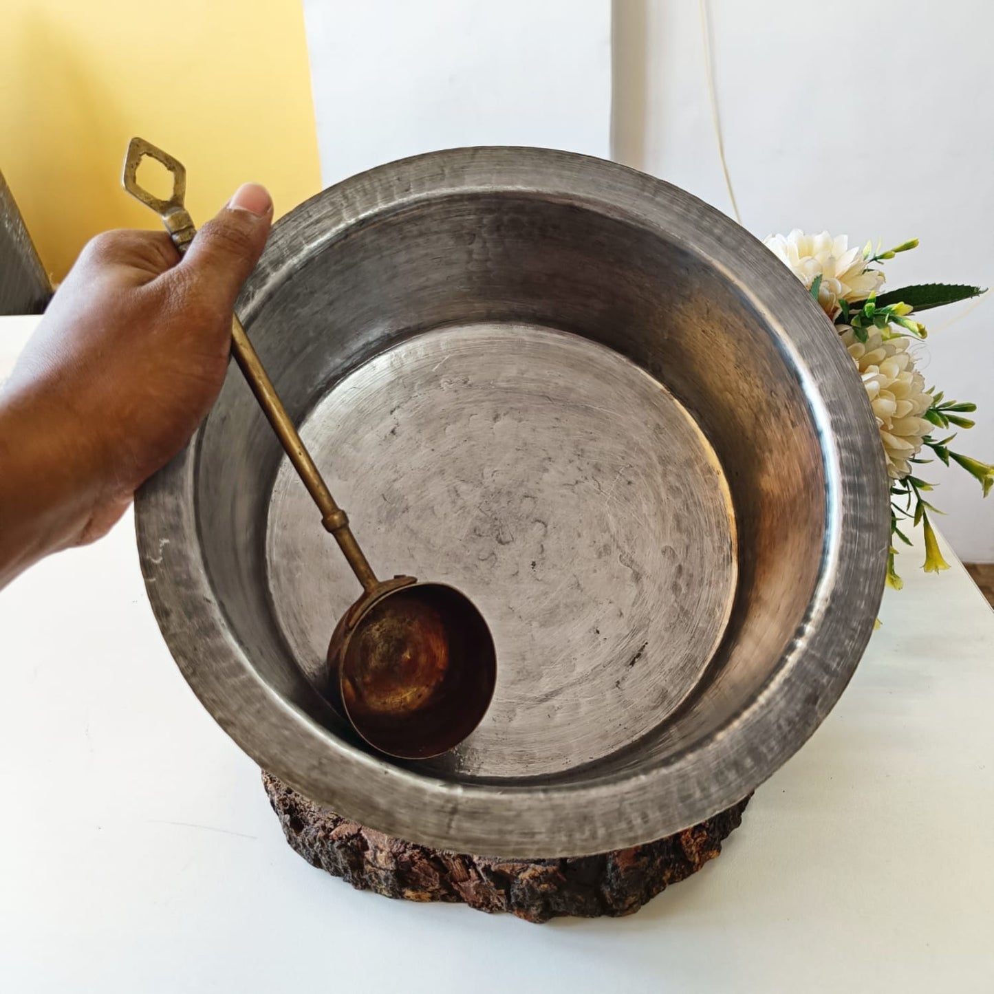 Antique Brass Langadi And Ladle