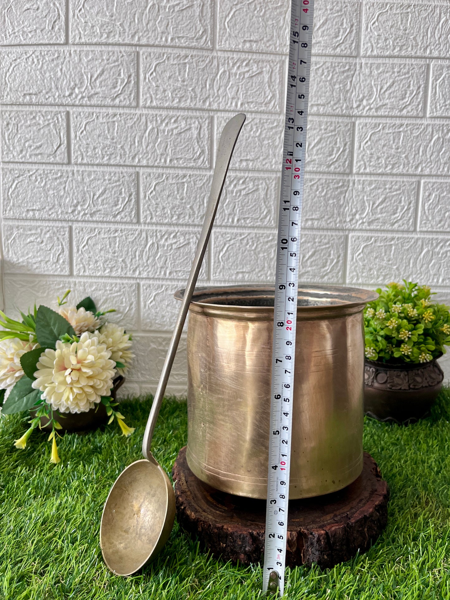 Antique Brass Long Cooking Bowl With Ladle