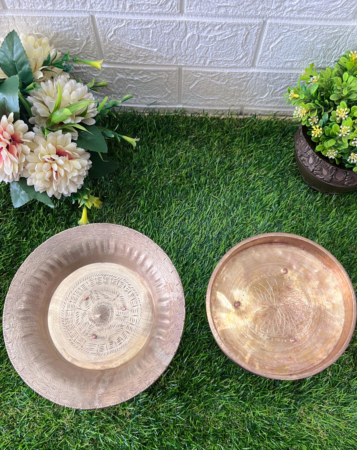 Bronze And Brass Fruit Bowl In Pair - Antique Decor Items In Pair