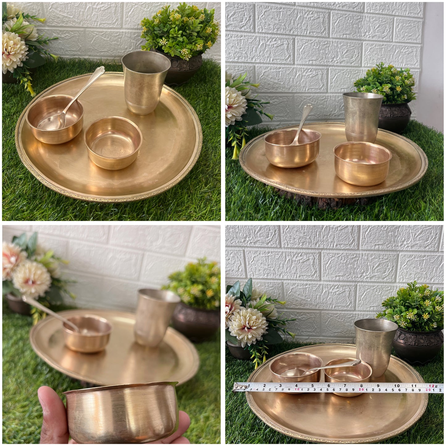 Brass Serving Set With Bronze Glass - Antique Serving item