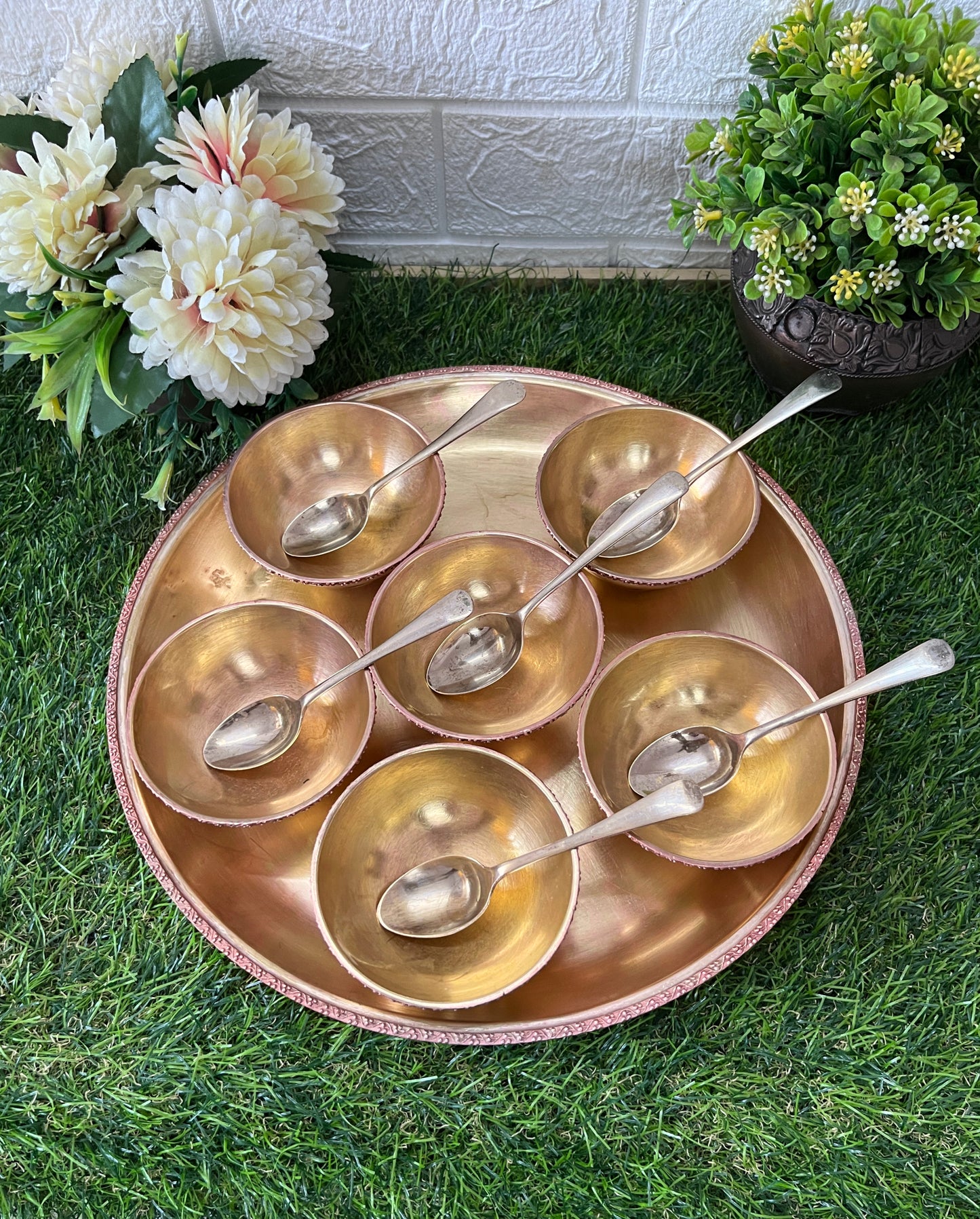 Brass Dessert Set - Antique Serving Item