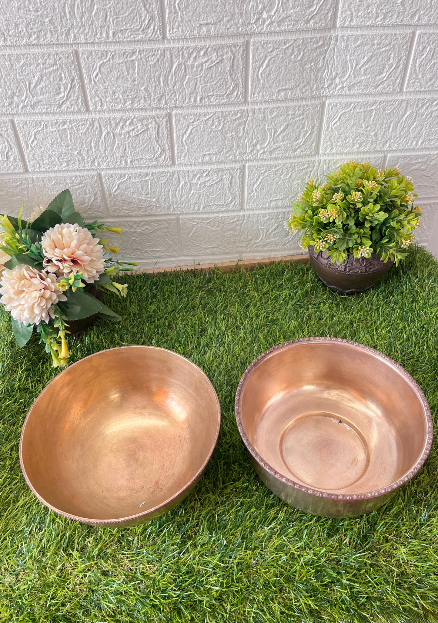 Brass Bowls In Pair - Antique Serving Items