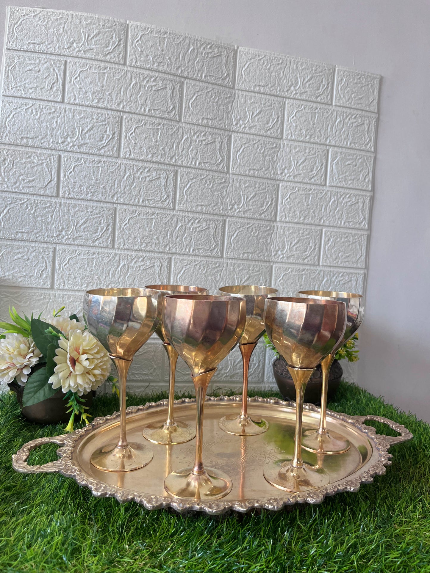 Antique Brass Refreshment Set