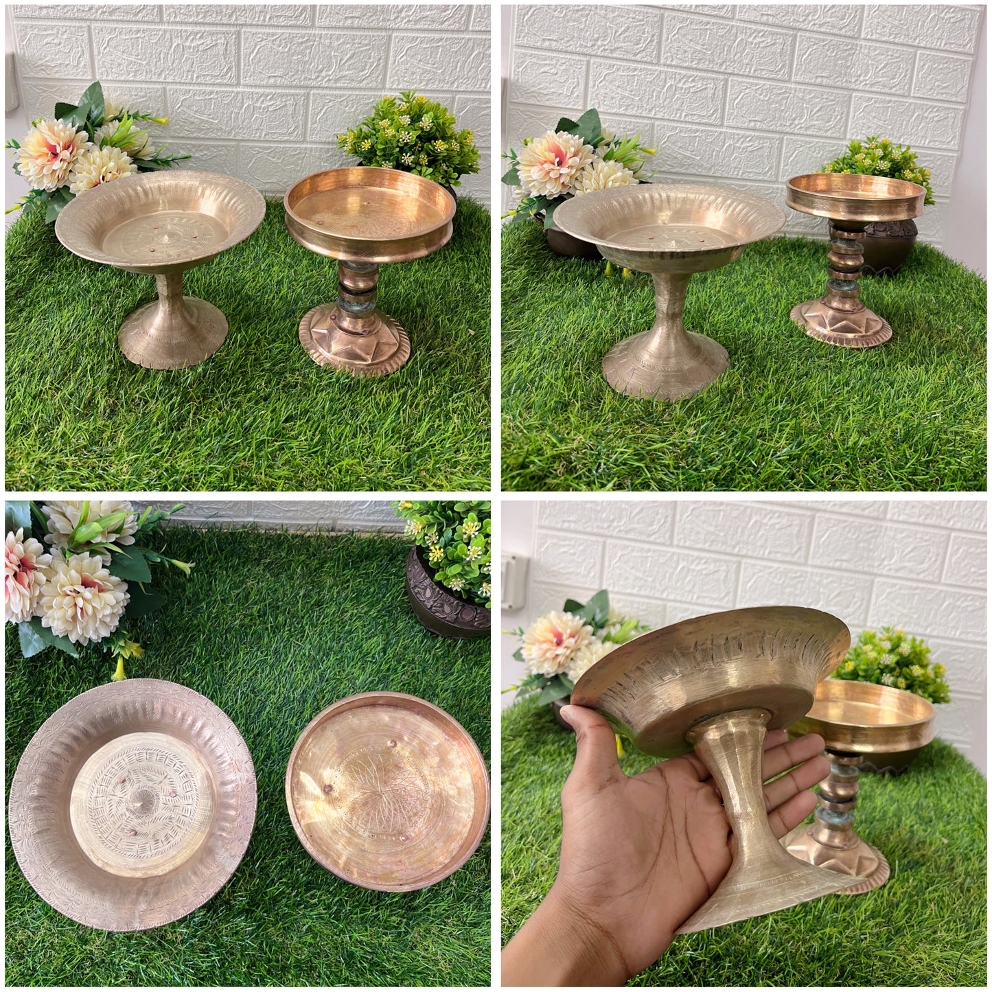 Bronze And Brass Fruit Bowl In Pair - Antique Decor Items In Pair