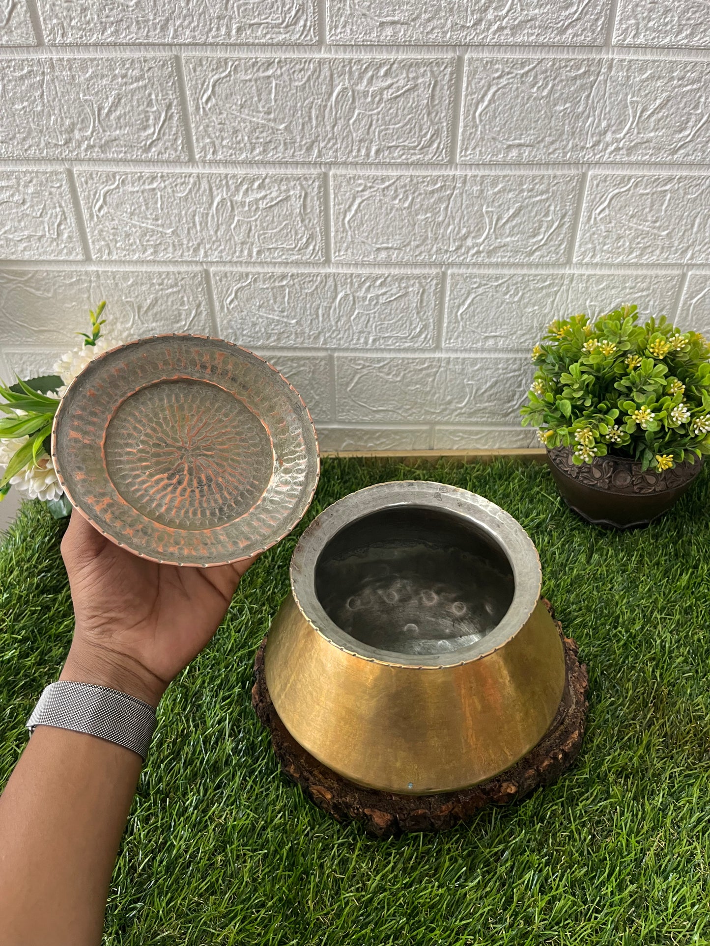 Antique Brass Small Cooking Handi with Lid