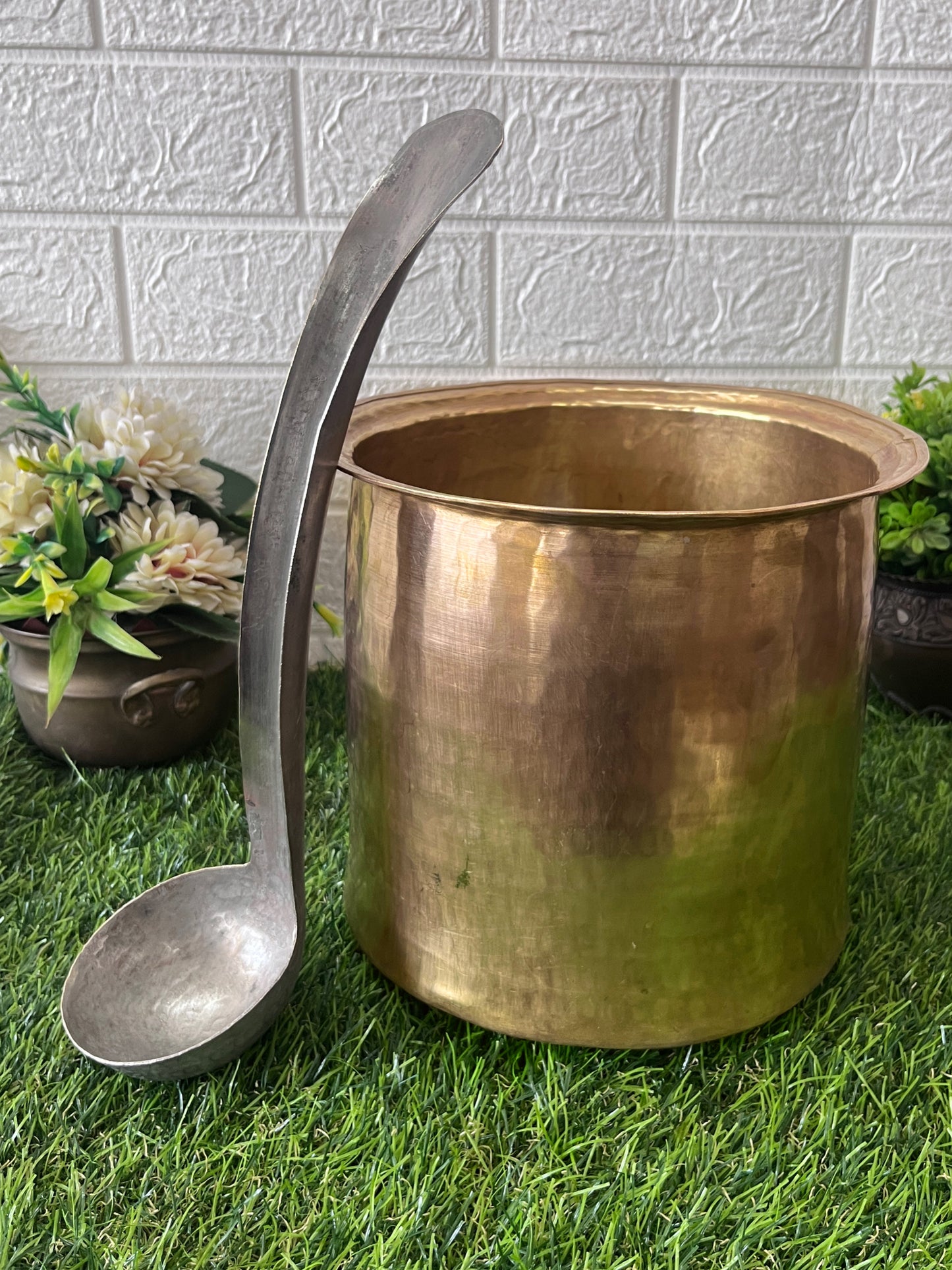 Brass Cooking Bowl With Ladle- Antique Cookware