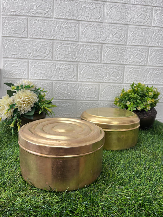 Brass Dabba In Pair - Antique Air Tight Container