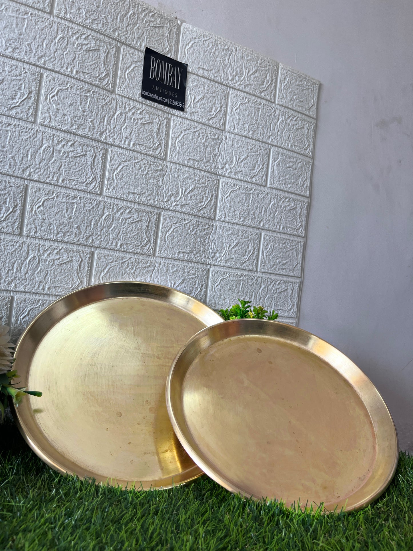 Brass Plates In Pair - Antique Thali In Pair