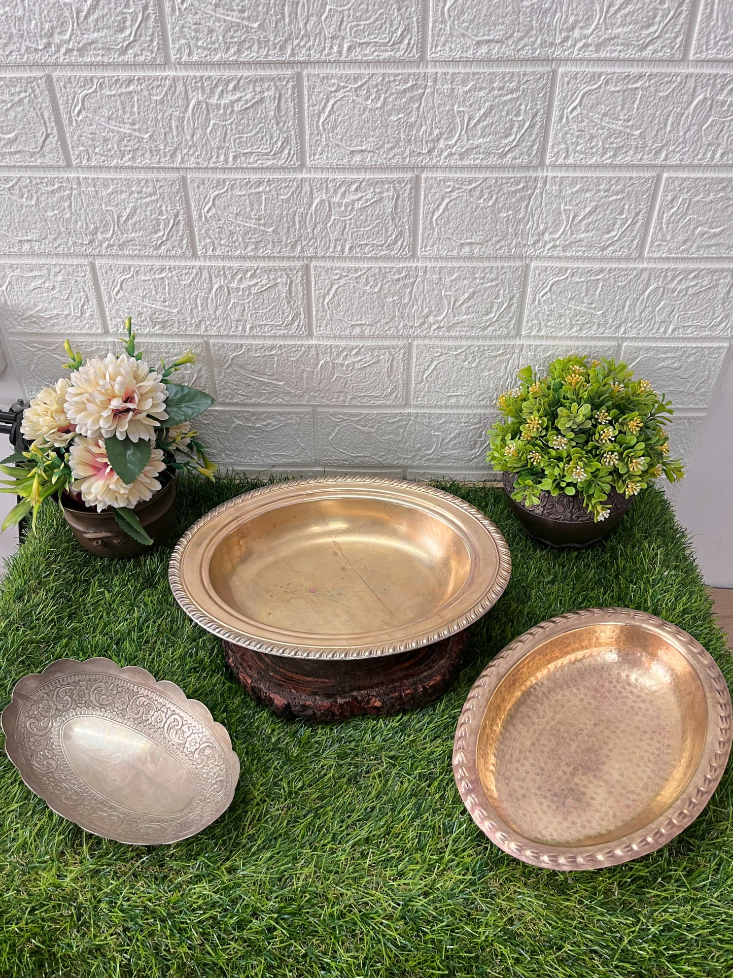 Brass Serving Bowl - Antique Serving Item Set