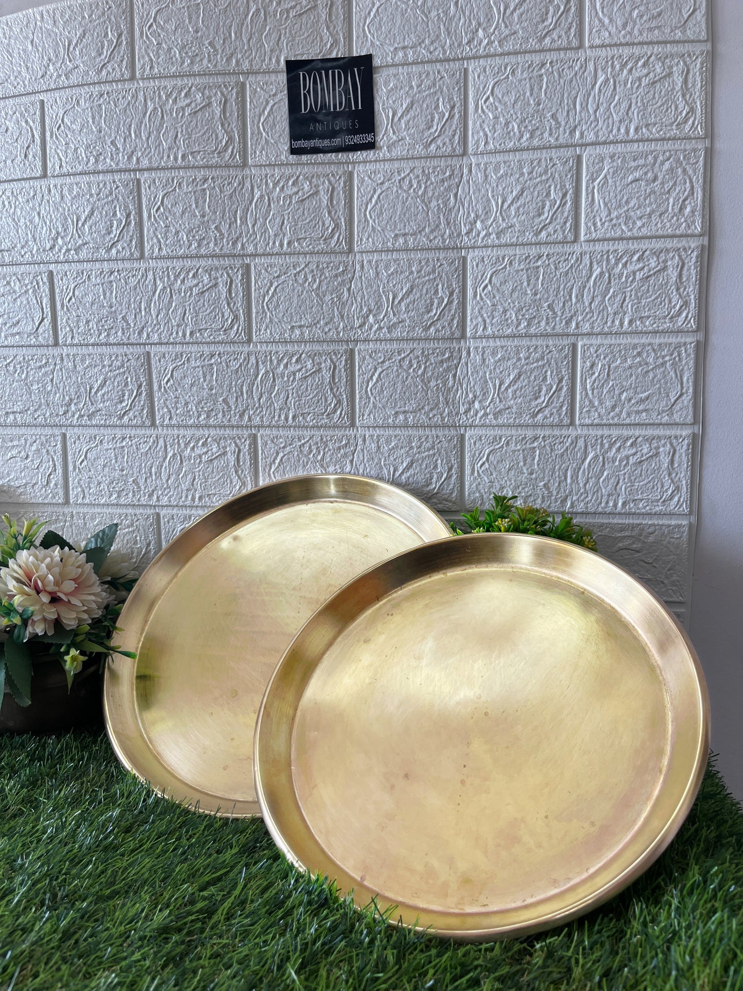 Brass Plates In Pair - Antique Thali In Pair