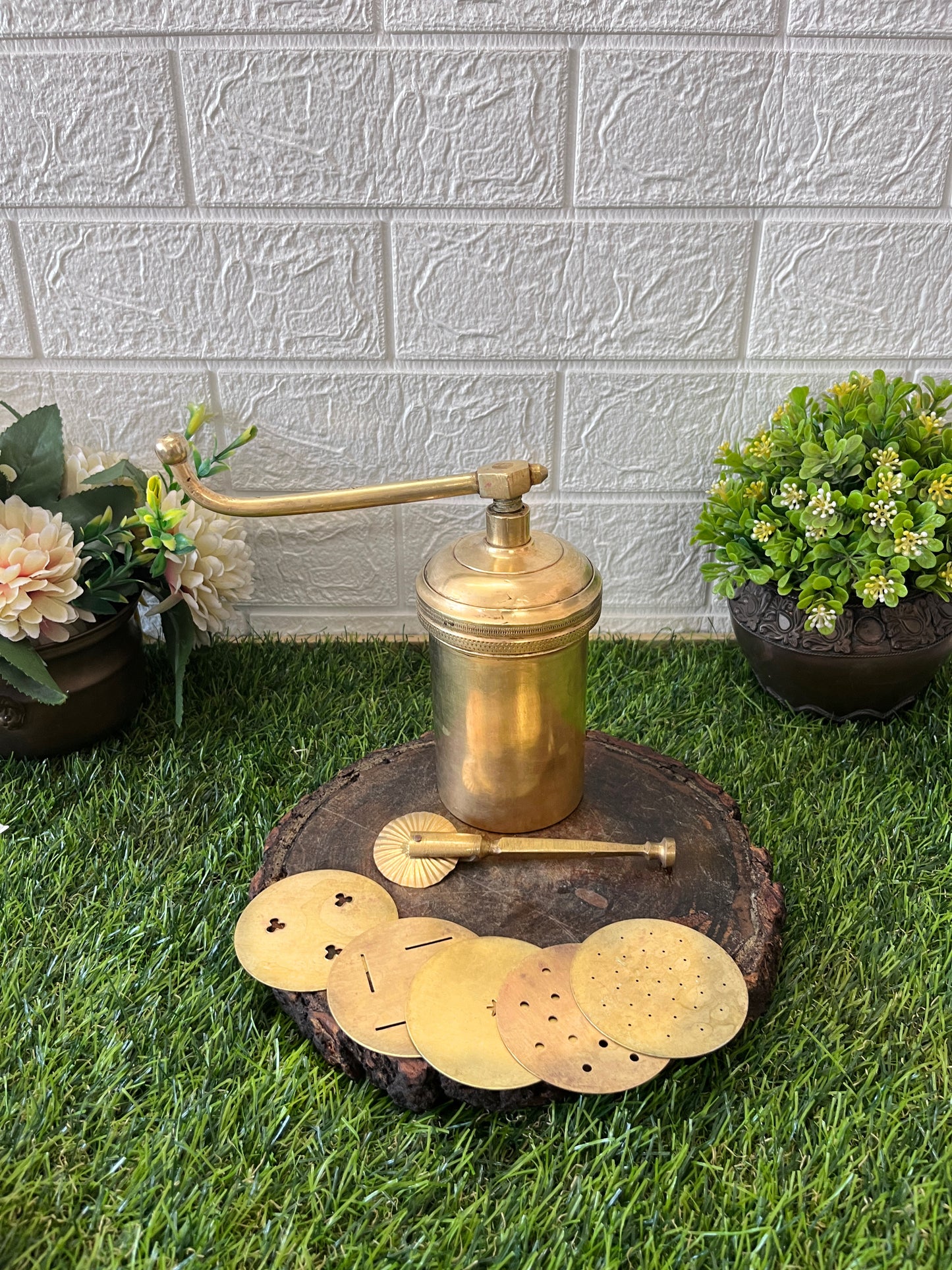 Brass Chakali Maker With Dough Cutter - Antique item