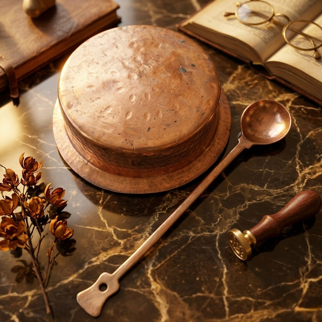 Antique Brass Deg with Ladle | Pital Traditional Cooking Vessel