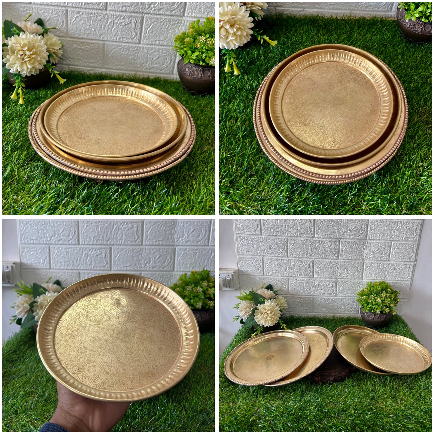 Brass Dinner Plates - Antique Thali