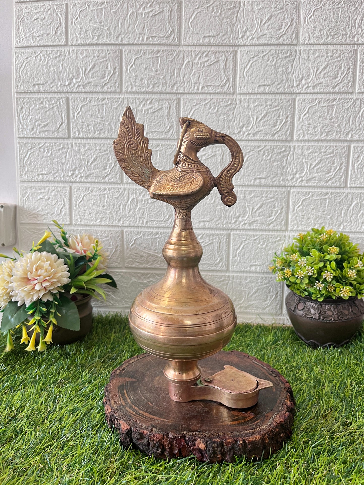 Brass Peacock Hanging Diya - Antique lamandiva