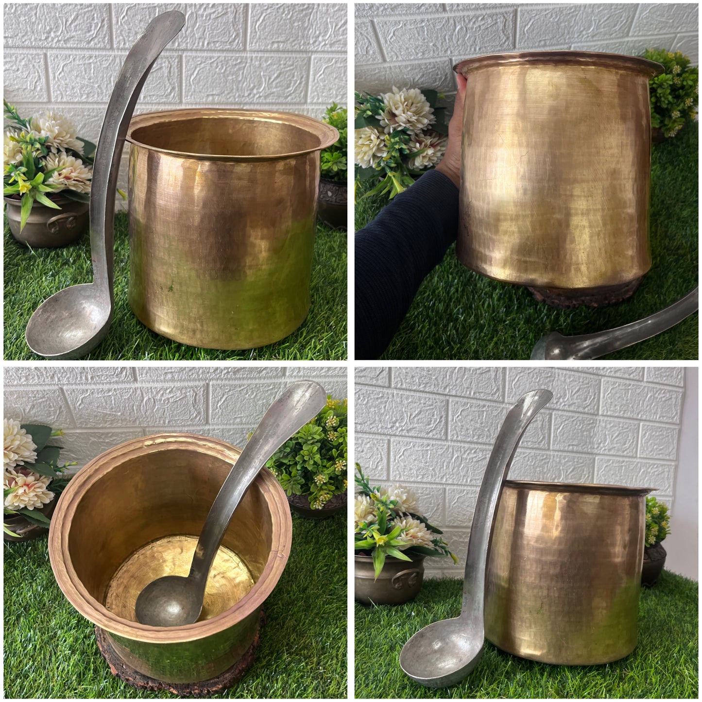 Brass Cooking Bowl With Ladle- Antique Cookware