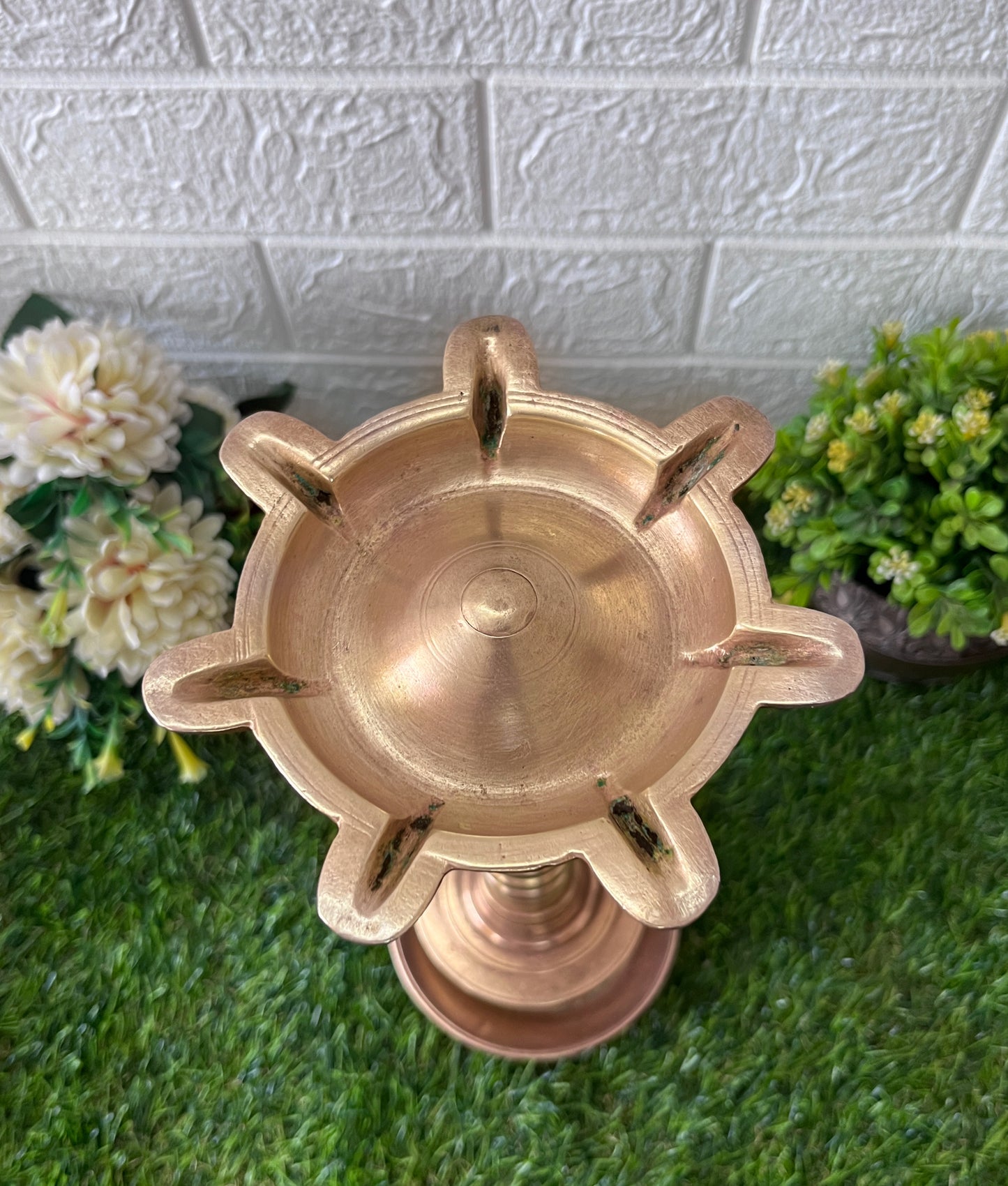 Brass Single Samay - Antique 7 Wicks Oil Lamp