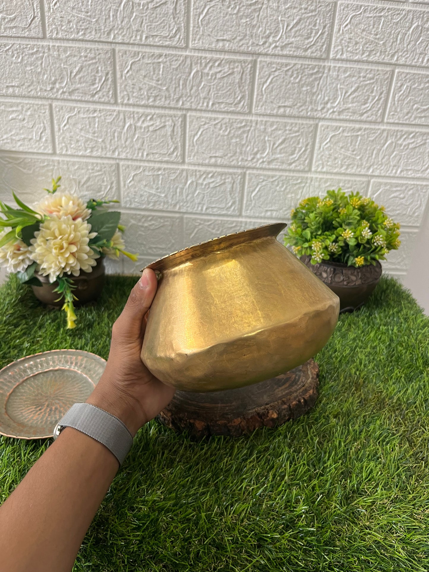 Antique Brass Small Cooking Handi with Lid