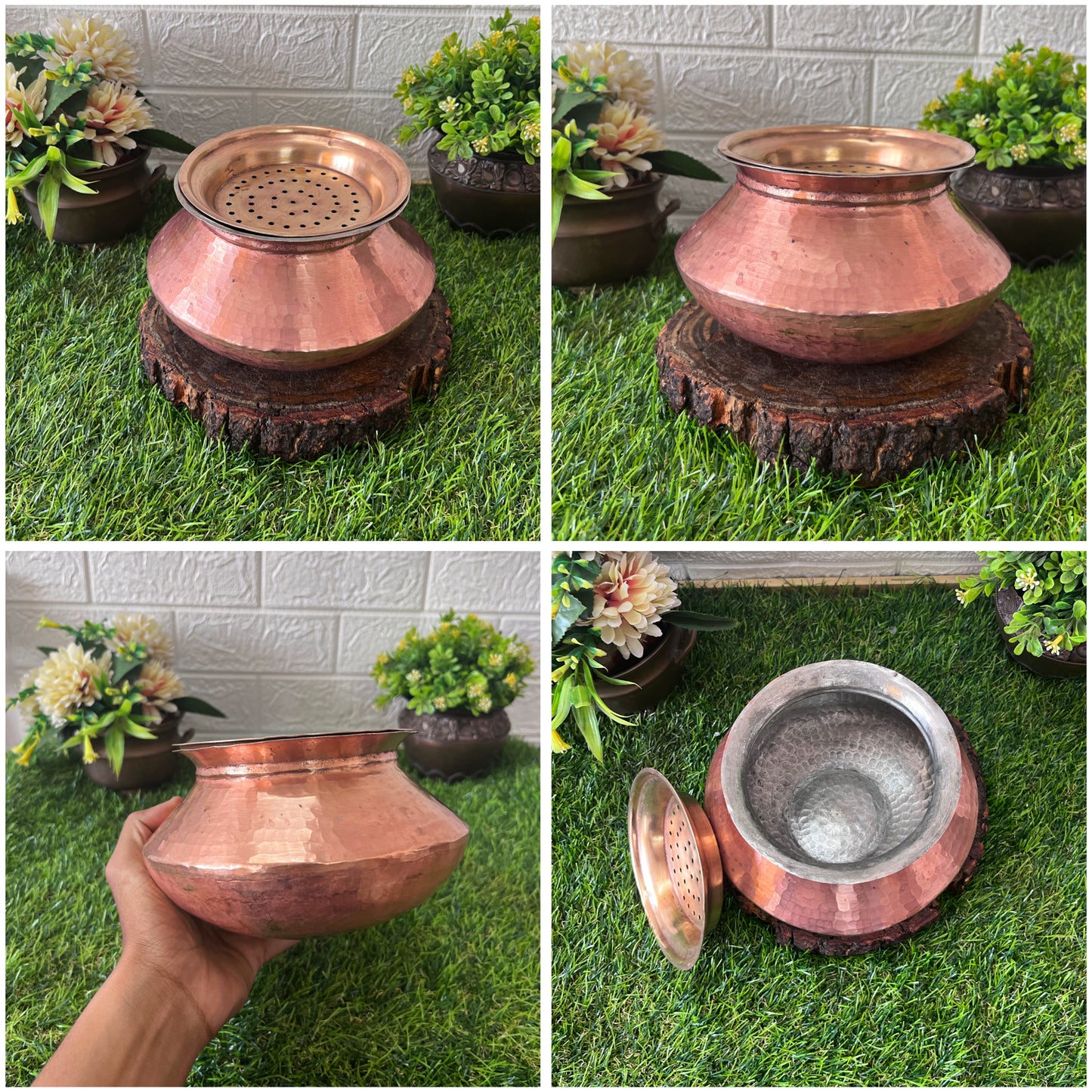 Copper Cooking Bowl With Brass Lid - Antique Cookware