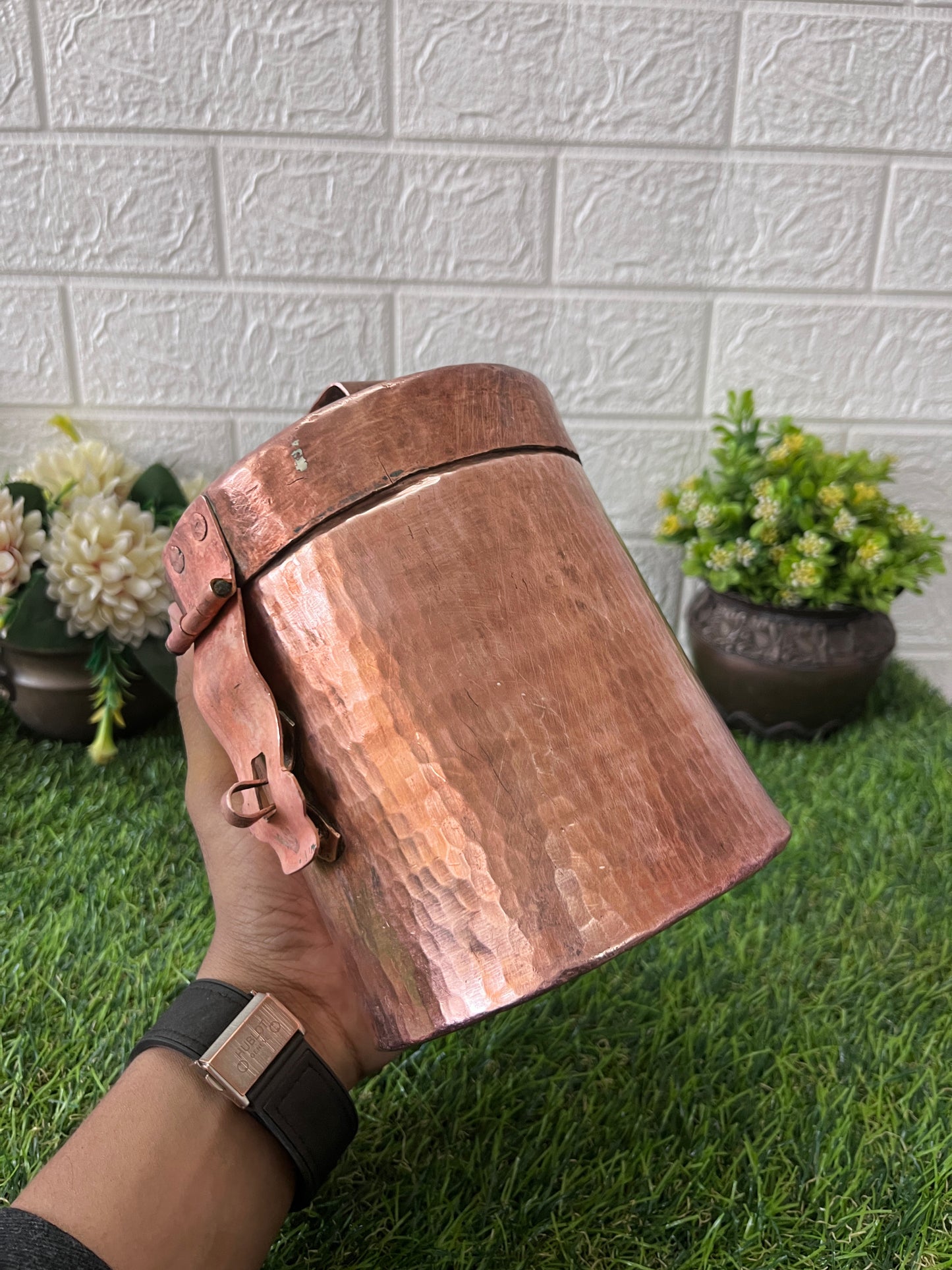 Copper Storage Box With Lock - Antique Rare Handmade Kaddi Dabba